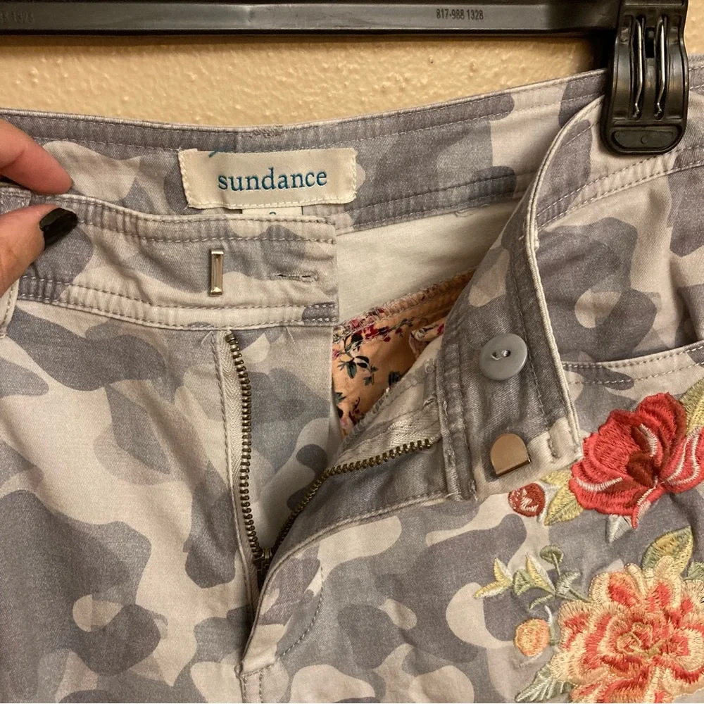 Sundance Gray Camouflage Pants with Floral Detail - Picture 9 of 11